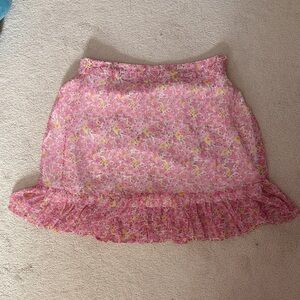 Floral Pink Ruffle Skirt